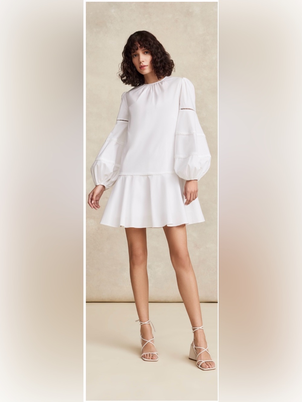 White Cotton Poplin Flounce Hem Dress - Pearl by Lela Rose